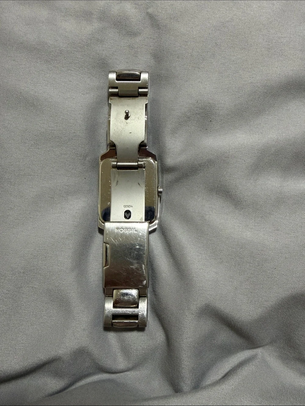 Fossil Men’s Silver Stainless Steel Watch with White Textured Dial